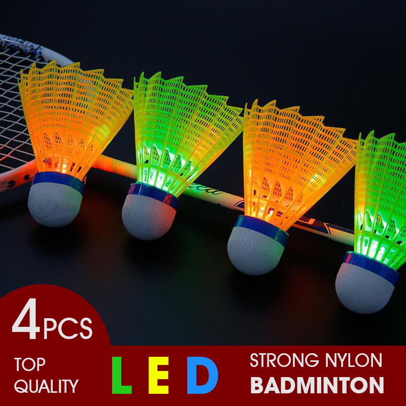 Badminton Nylon Shuttlecock - WELKIN 4pcs Dark Night LED Glowing